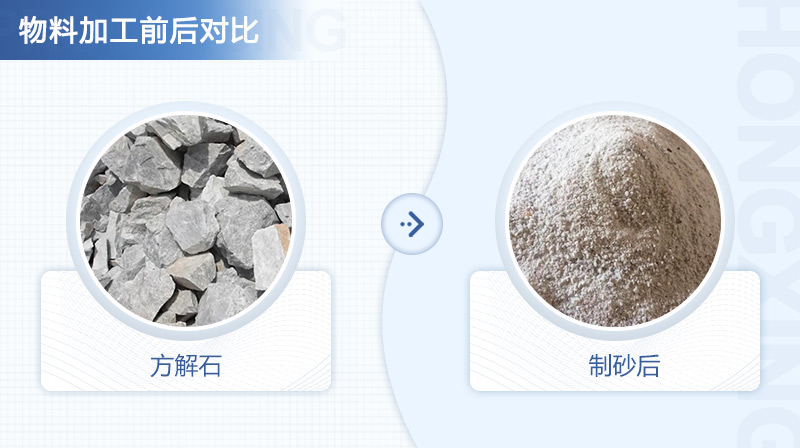 方解石制砂前后對比圖 方解石制砂前后對比圖
