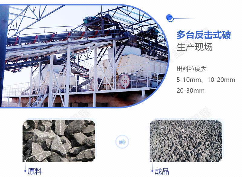 多臺反擊式破碎機(jī)生產(chǎn)現(xiàn)場